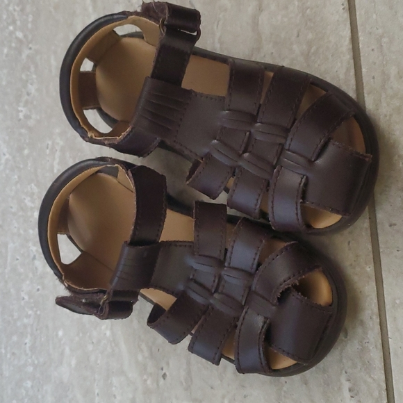 Toddler Brown Leather Velcro Sandals - Picture 1 of 4